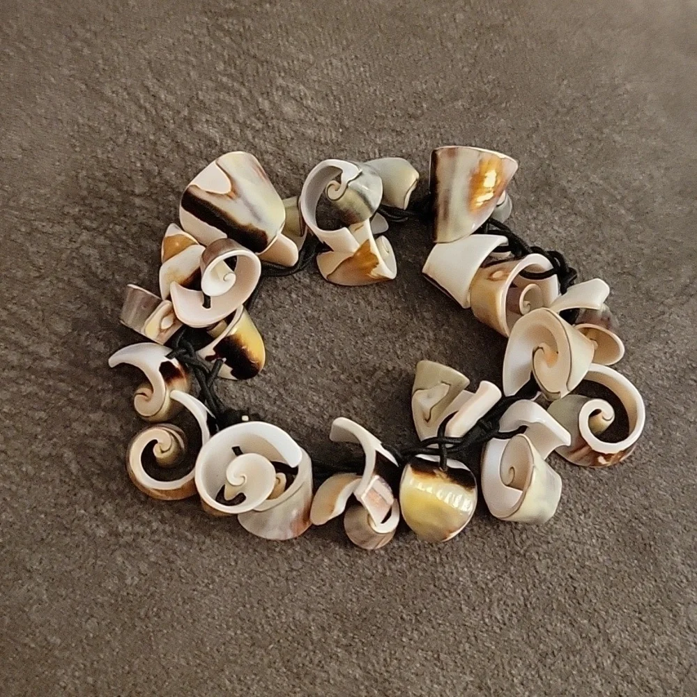 Vintage Curled Shell Mermaidcore Fantasy Stretch Bracelet